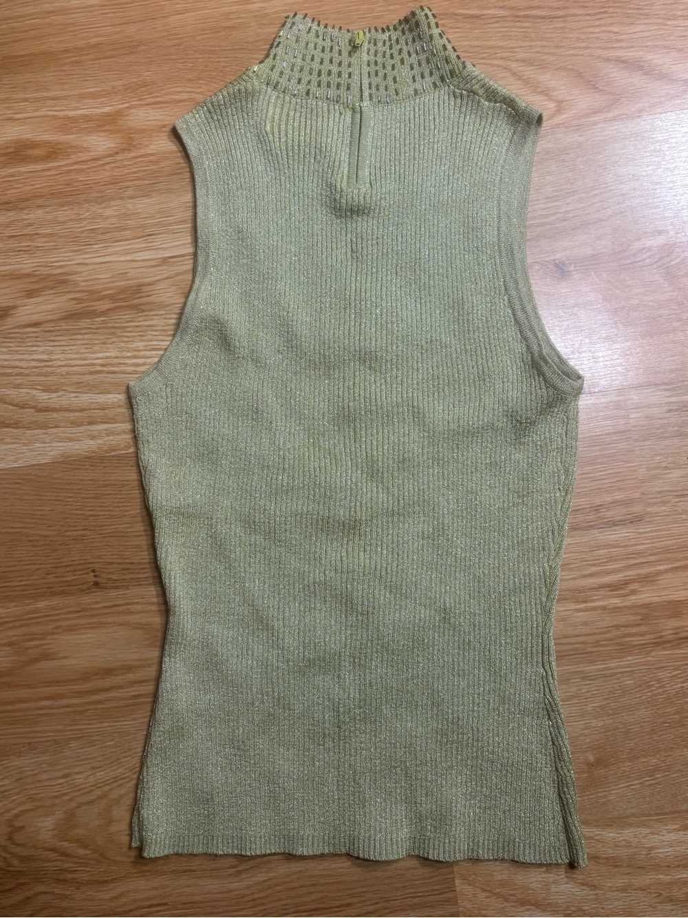 Cache Olive Green Ribbed Sequin Floral Tank - Picture 6 of 8